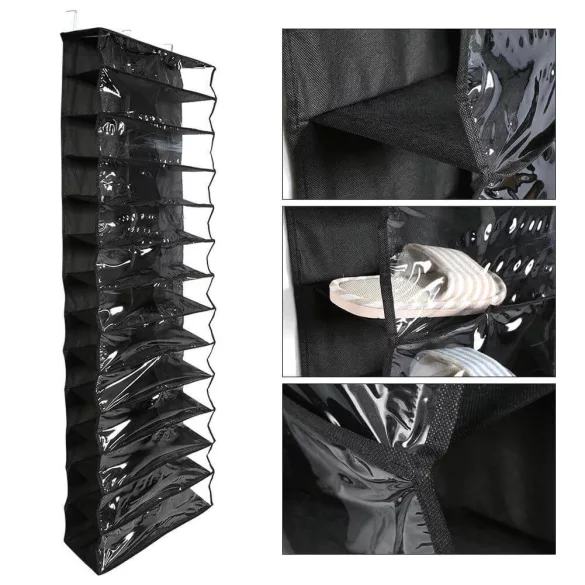 Door-Mounted Shoe Organizer - Black