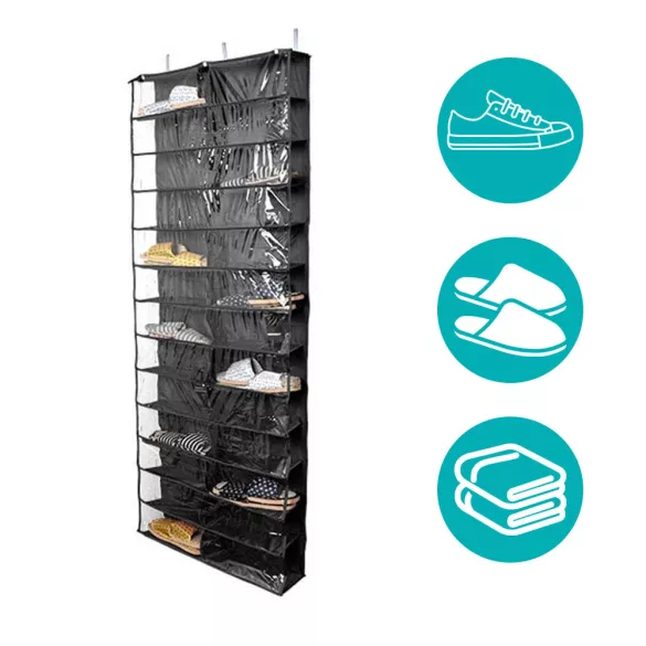 Door-Mounted Shoe Organizer - Black