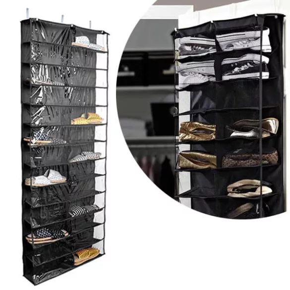 Door-Mounted Shoe Organizer - Black