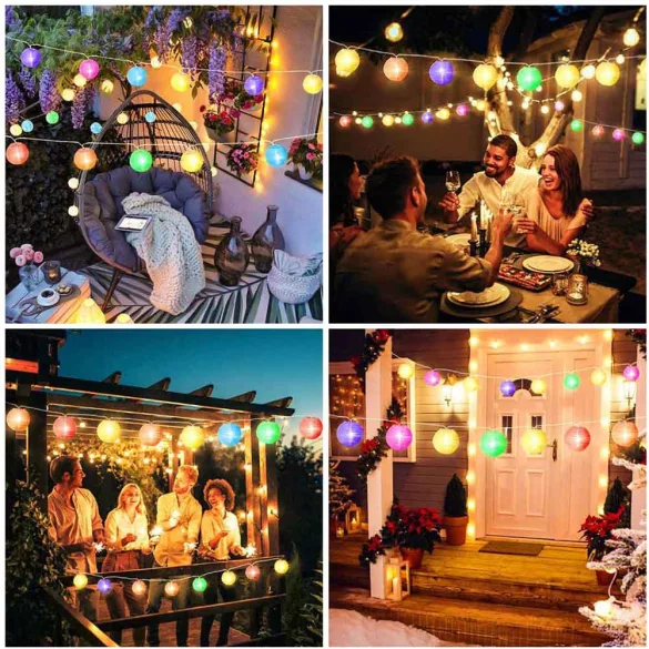10-piece colorful solar lantern string