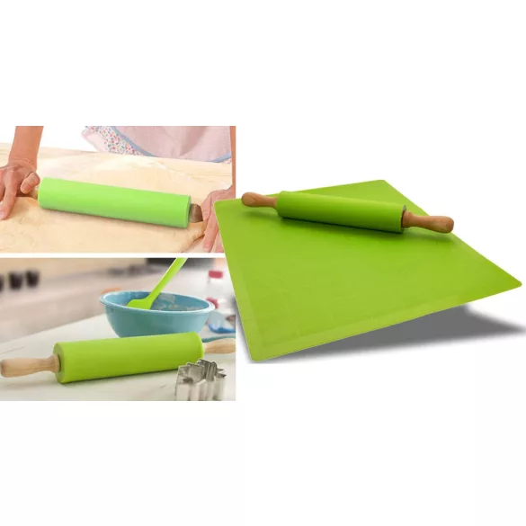 Rolling Pin with Pastry Mat - Green