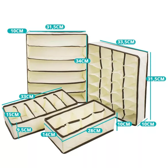 4-piece storage box set-beige