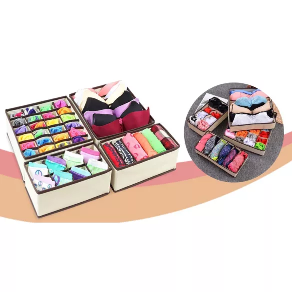 4-piece storage box set-beige