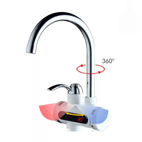 LED Display Water Heater Faucet - Vertical, Bottom Connection