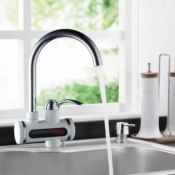 LED Display Water Heater Faucet - Vertical, Bottom Connection