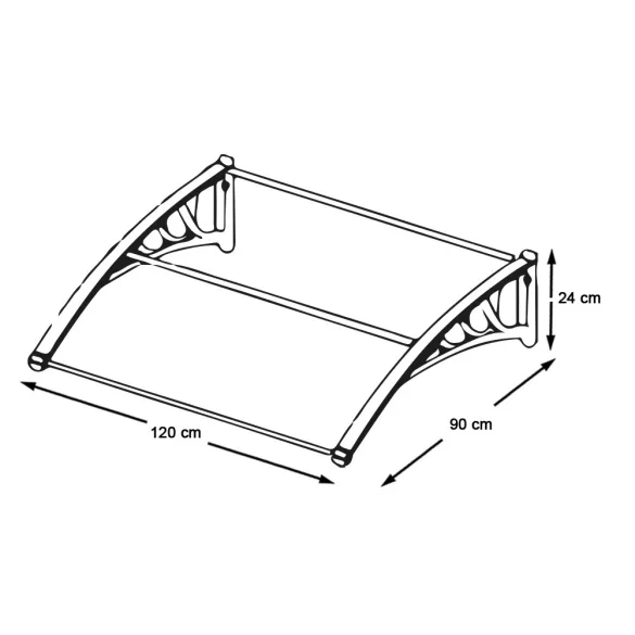 Plastic Canopy in Various Sizes and Colors - 120x90 cm - Black
