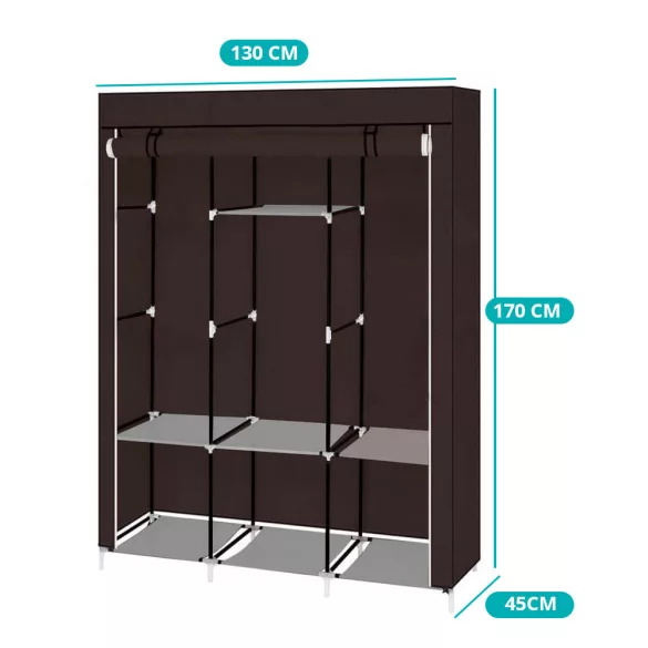 Mobile wardrobe in size 130x45x170 cm - brown