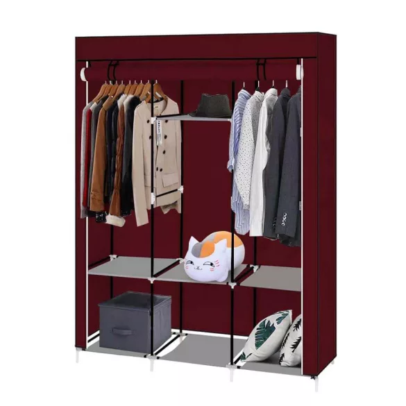 Mobile wardrobe in size 130x45x170 cm - burgundy