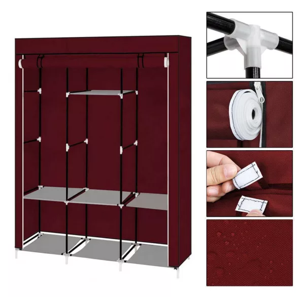 Mobile wardrobe in size 130x45x170 cm - burgundy