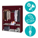 Mobile wardrobe in size 130x45x170 cm - burgundy