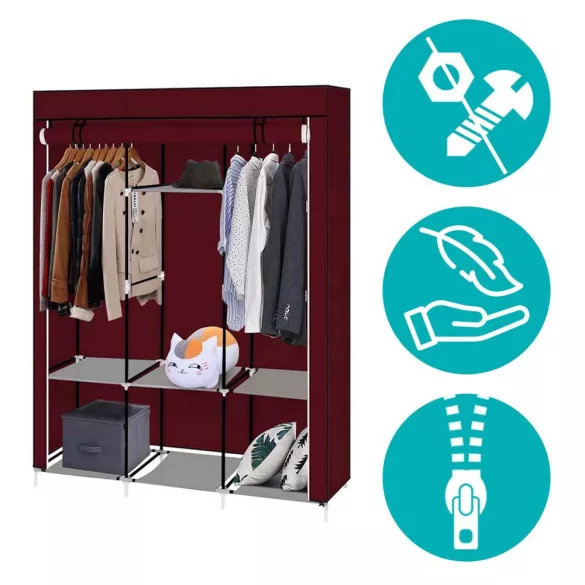 Mobile wardrobe in size 130x45x170 cm - burgundy