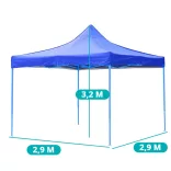 Folding Garden Pavilion in Various Types - 2.9x2.9 Meters - Blue - Pavilion