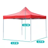 Foldable Garden Pavilion in Various Types - 2.9x2.9 Meters - Red - Pavilion