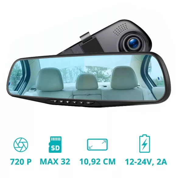 Rearview mirror event recorder camera and parking camera with Hungarian menu