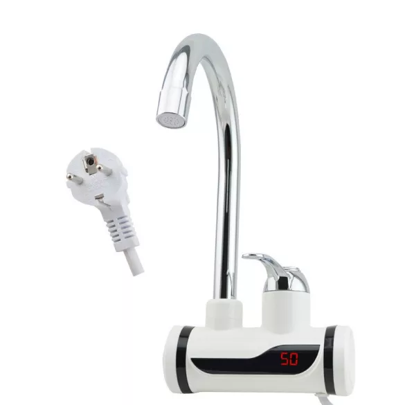 LED Display Water Heater Faucet - Wall-Mounted, Horizontal Connection
