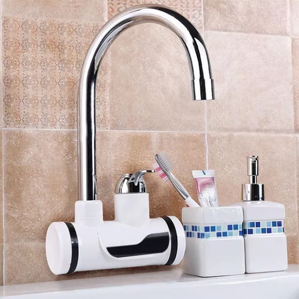 LED Display Water Heater Faucet - Wall-Mounted, Horizontal Connection