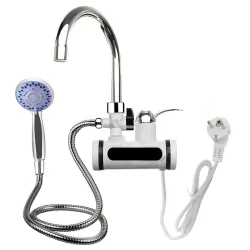   LED Display Water Heater Faucet - Wall-Mounted, Horizontal Connection, with Shower Head