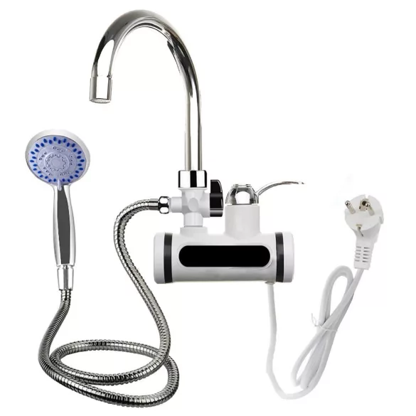 LED Display Water Heater Faucet - Wall-Mounted, Horizontal Connection, with Shower Head