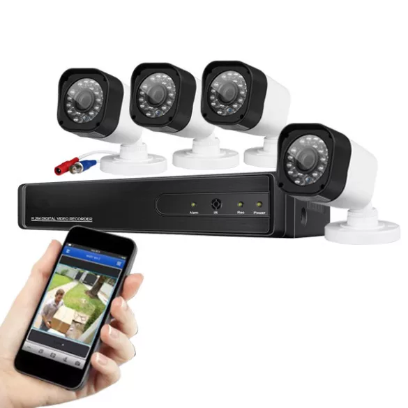 4-camera outdoor and indoor wired AHD camera system