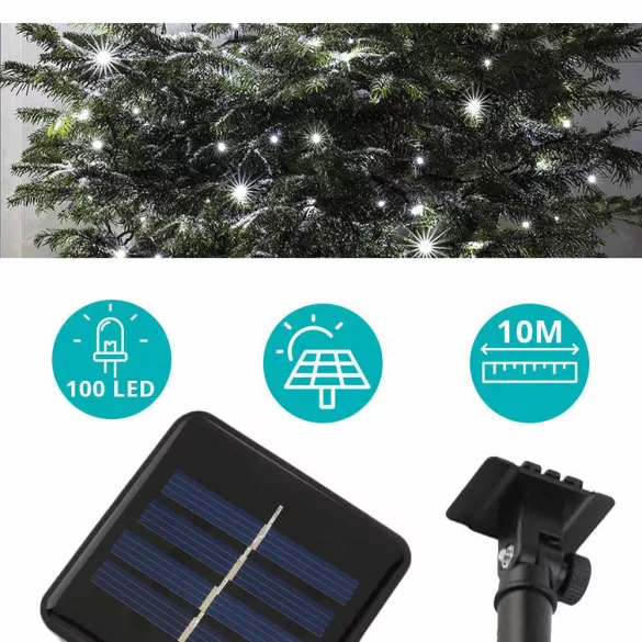 100 LED Solar Garden String Lights - 10 Meters - Cool White