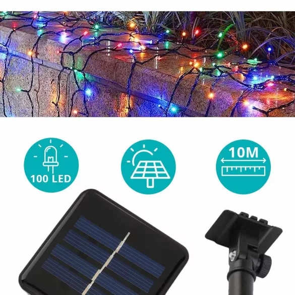 100 LED Solar Garden String Lights - 10 Meters - Colorful