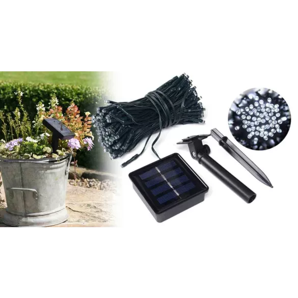 100 LED Solar Garden String Lights - 20 meters - Cool White