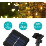 100 LED Solar Garden String Lights - 20 meters - Warm White