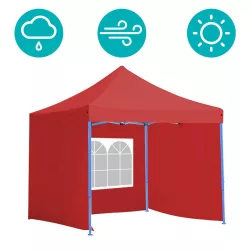   Foldable Garden Pavilion in Various Types - 2.9x2.9 Meters - Red - Pavilion + Side Wall