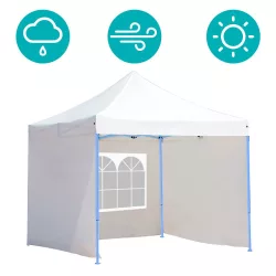   Foldable Garden Pavilion in Various Types - 2.9x2.9 Meters - White - Pavilion + Side Wall