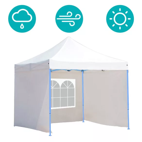 Foldable Garden Pavilion in Various Types - 2.9x2.9 Meters - White - Pavilion + Side Wall