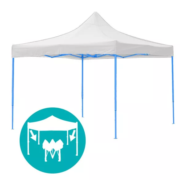 Foldable Garden Pavilion in Various Types - 2.9x2.9 Meters - White - Pavilion + Side Wall