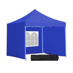   Folding Garden Pavilion in Various Types - 2.9x2.9 Meters - Blue - Pavilion + Side Wall + Carry Bag