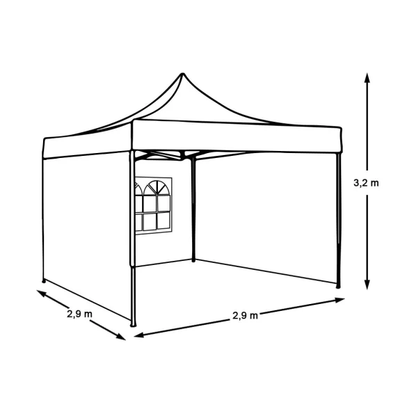 Folding Garden Pavilion in Various Types - 2.9x2.9 Meters - Blue - Pavilion + Side Wall + Carry Bag