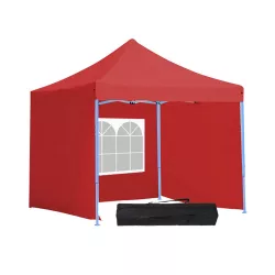   Foldable Garden Pavilion in Various Types - 2.9x2.9 Meters - Red - Pavilion + Side Wall + Carry Bag