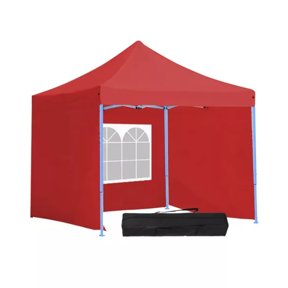 Foldable Garden Pavilion in Various Types - 2.9x2.9 Meters - Red - Pavilion + Side Wall + Carry Bag