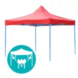 Foldable Garden Pavilion in Various Types - 2.9x2.9 Meters - Red - Pavilion + Side Wall + Carry Bag