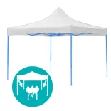 Foldable Garden Pavilion in Various Types - 2.9x2.9 Meters - White - Pavilion + Side Wall + Carry Bag