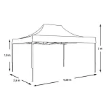 Folding Garden Pavilion in Various Types - 2.9x4.25 Meters - White - Pavilion + Carry Bag