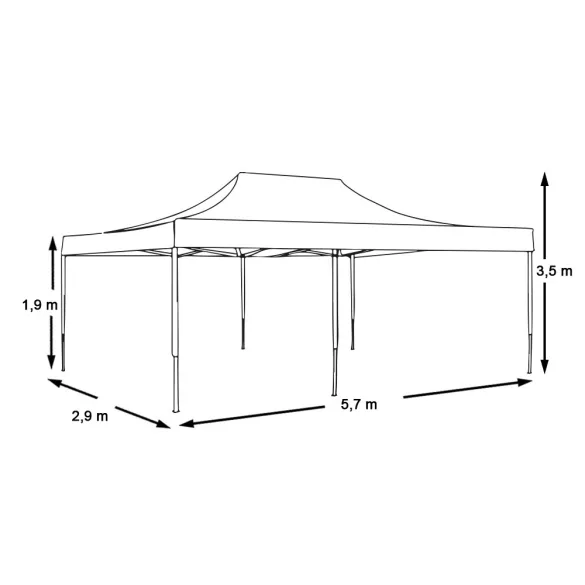 Foldable Garden Pavilion in Various Types - 2.9x5.7 Meters - Red - Pavilion + Carry Bag