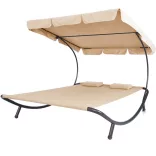 Double Sun Lounger with Canopy - Beige
