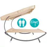 Double Sun Lounger with Canopy - Beige