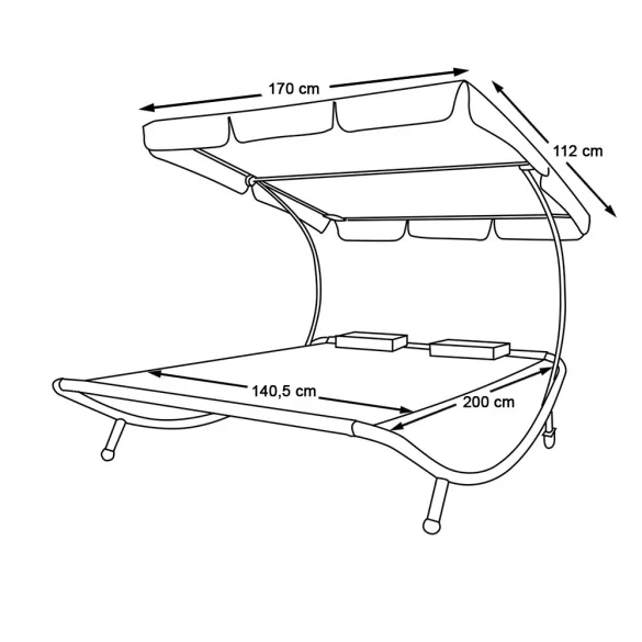 Double Sun Lounger with Canopy - Beige