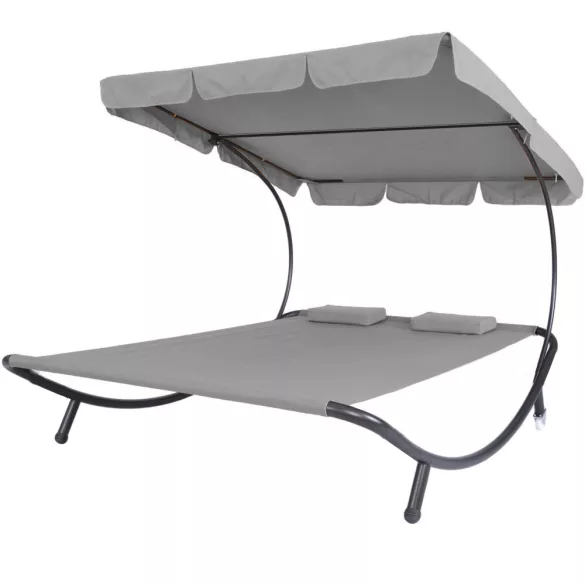Double Sun Lounger with Canopy - Grey