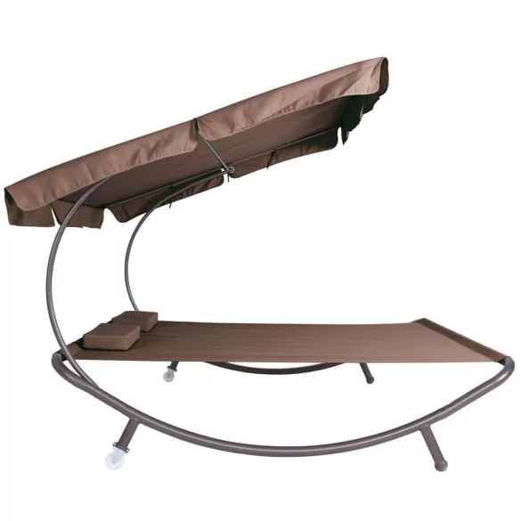 Double Sun Lounger with Canopy - Dark Brown