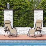 Zero Gravity Garden Chair with Free Cup Holder, 2 Beige