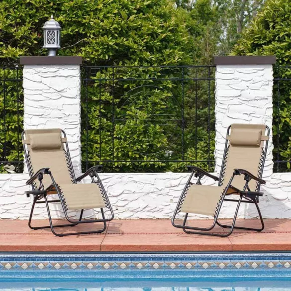 Zero Gravity Garden Chair with Free Cup Holder, 2 Beige