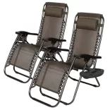 Zero Gravity Garden Chair with Free Cup Holder, Set of 2 - Brown