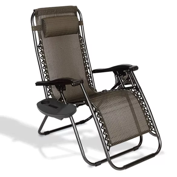 Zero Gravity Garden Chair with Free Cup Holder, Set of 2 - Brown