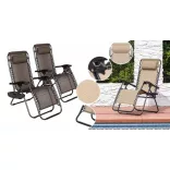 Zero Gravity Garden Chair with Free Cup Holder, Set of 2 - Brown