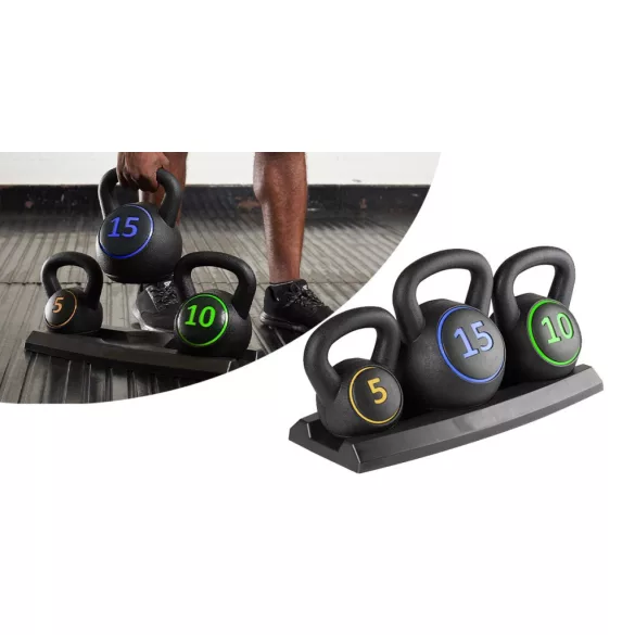 3-piece kettlebell set - 2.3/4.5/6.7 kg (5/10/15 lbs)
